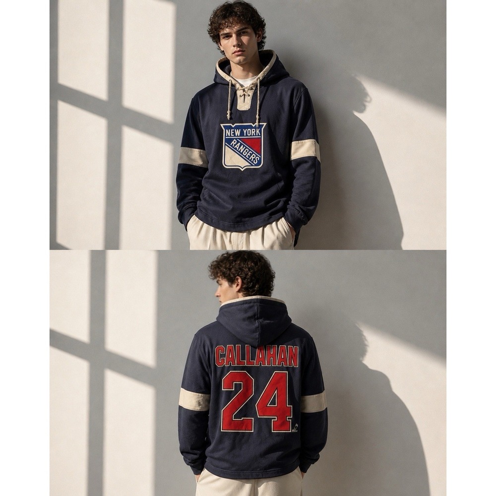 Old Time Hockey New York Rangers Ryan Callahan #24 Lace-Up Hoodie Mens XL NHL